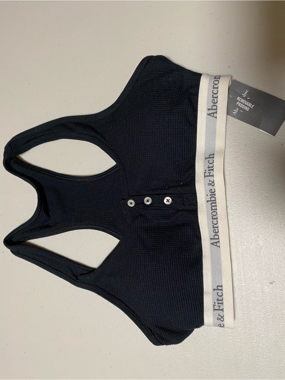 Abercrombie & Fitch  Ribbed Racerback Bralette with White Logo Band Size XS